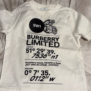 Burberry Cream Graphic Tee with Black Print